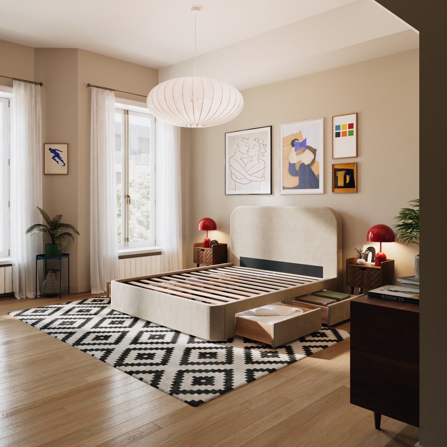 4 Schubladen an den Seiten