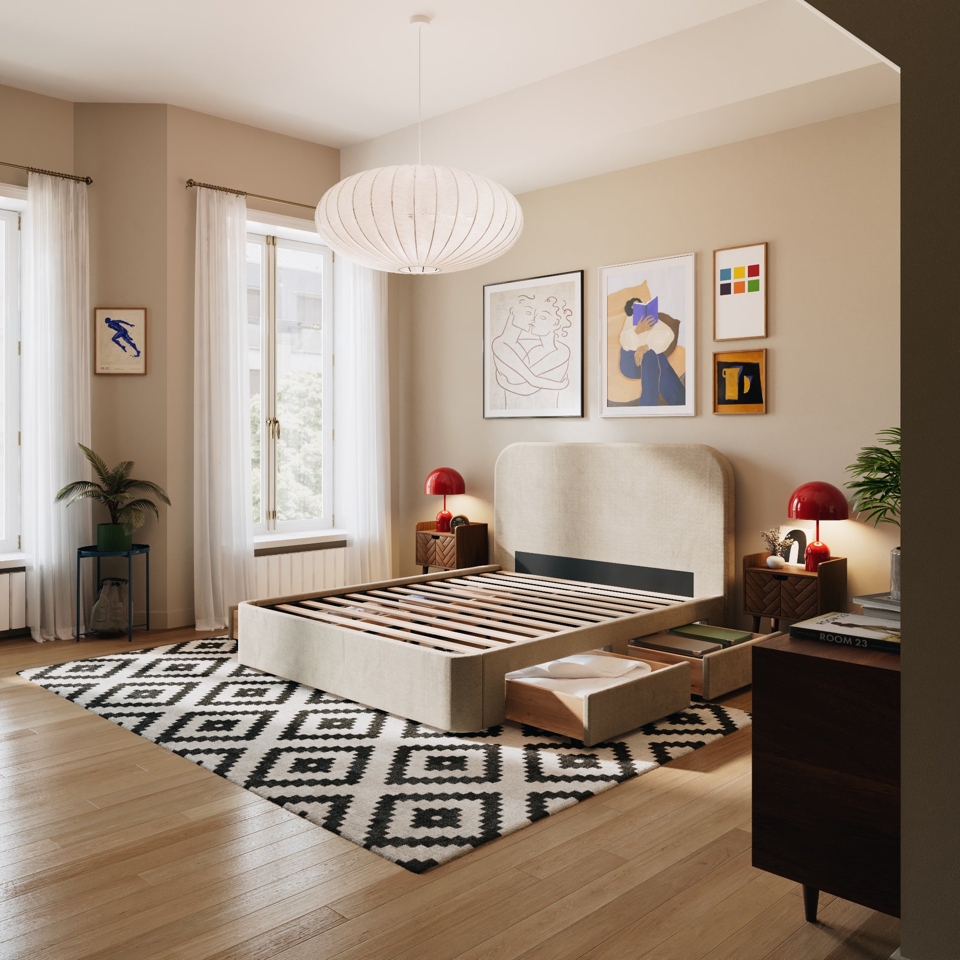 4 Schubladen an den Seiten