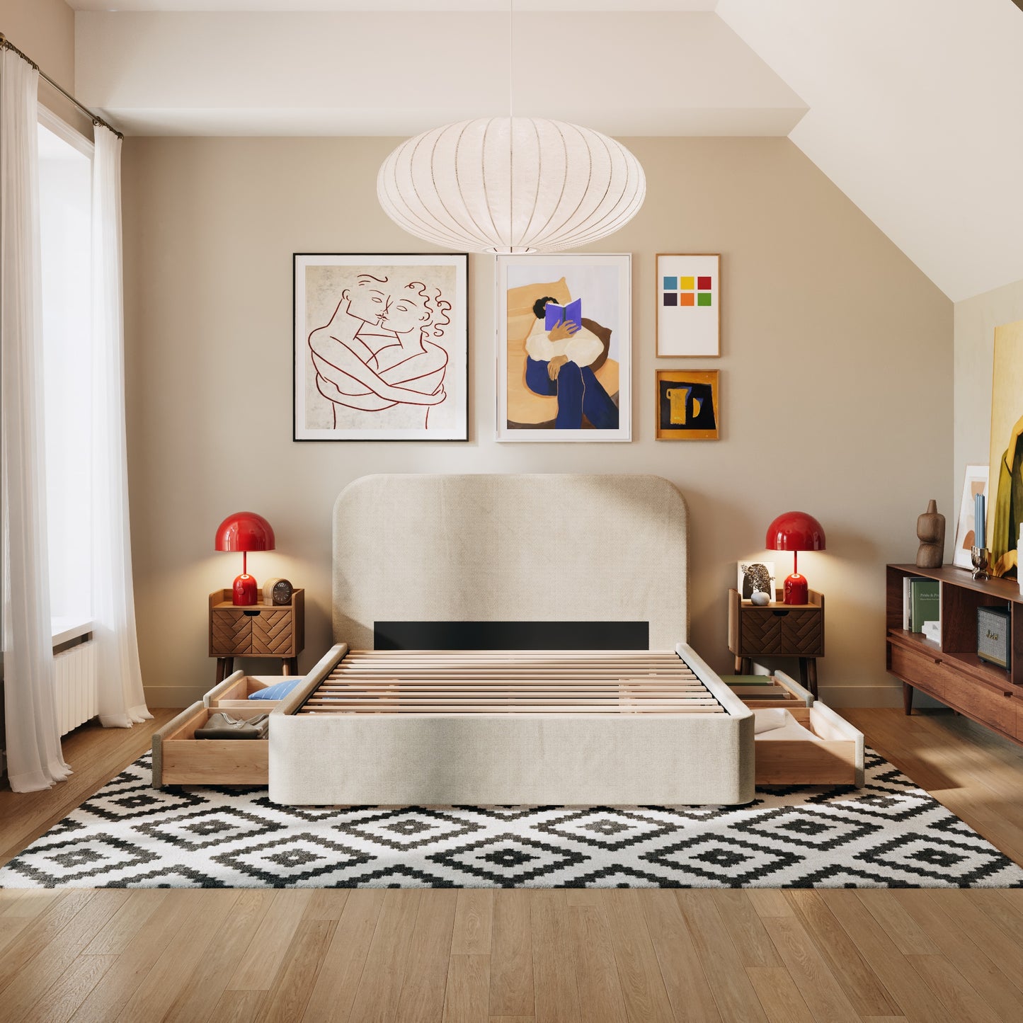 4 Schubladen an den Seiten