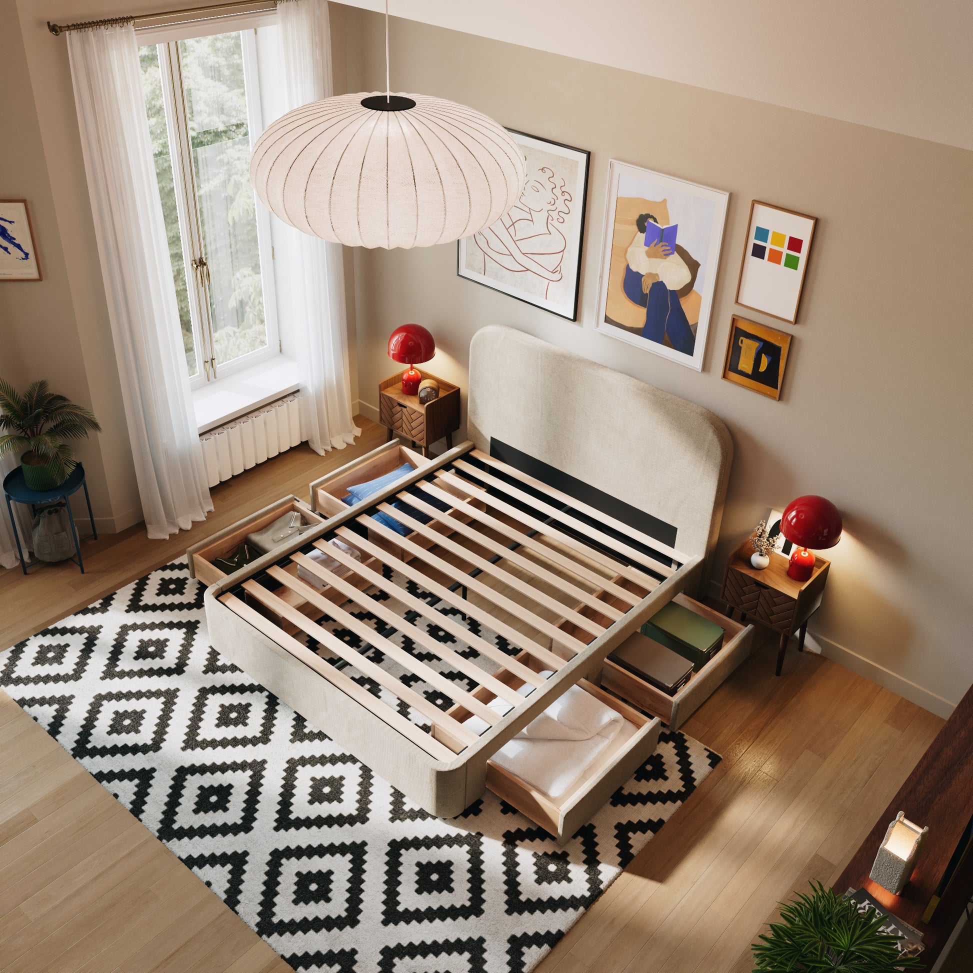 4 Schubladen an den Seiten