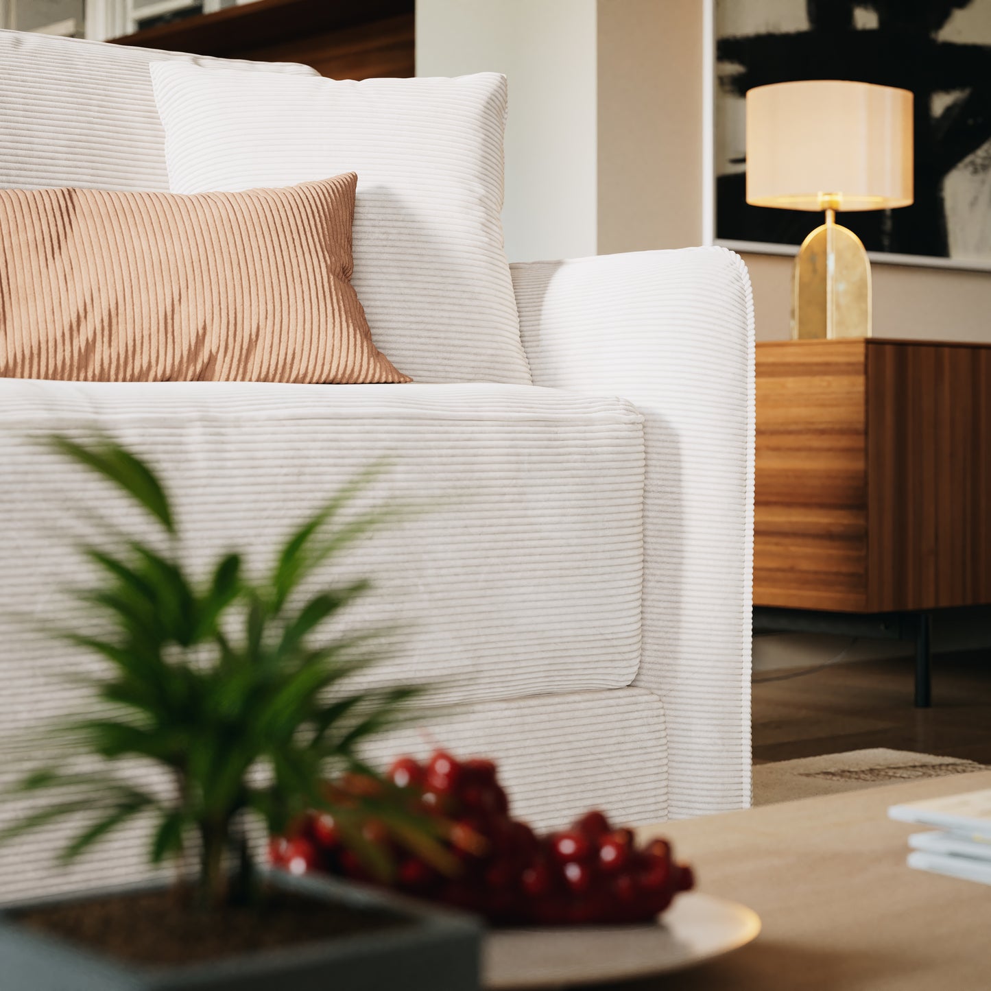 Creme gerippt,Schmal