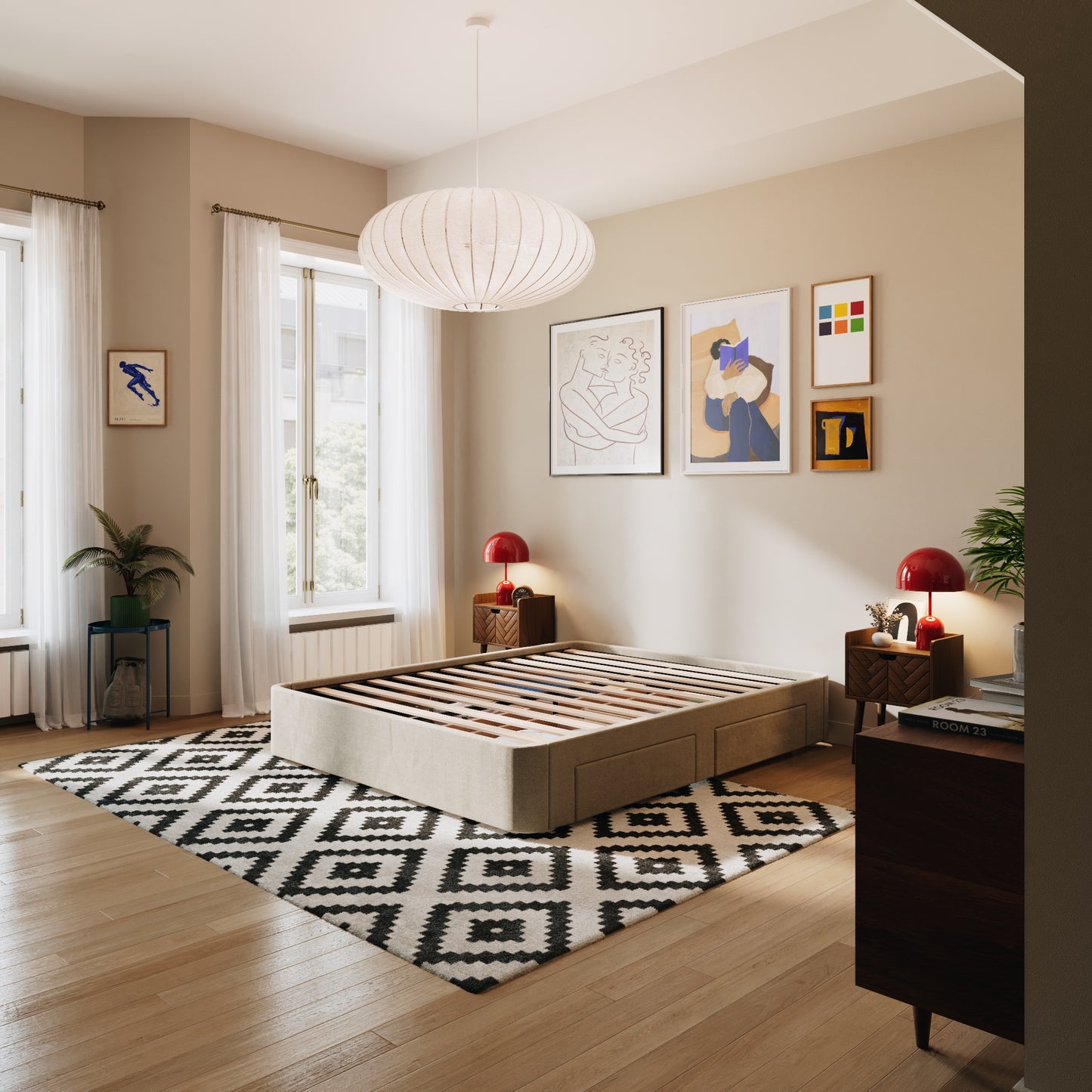 4 Schubladen an den Seiten