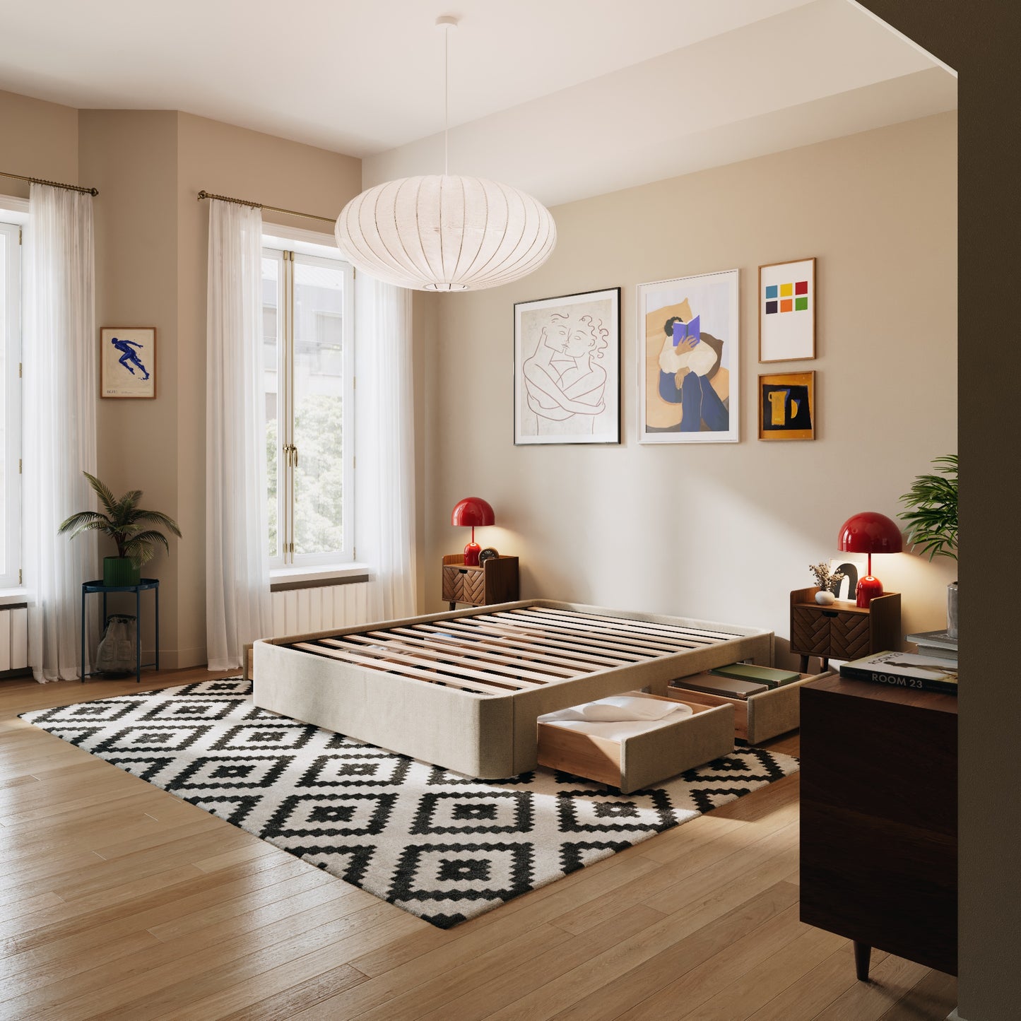 4 Schubladen an den Seiten