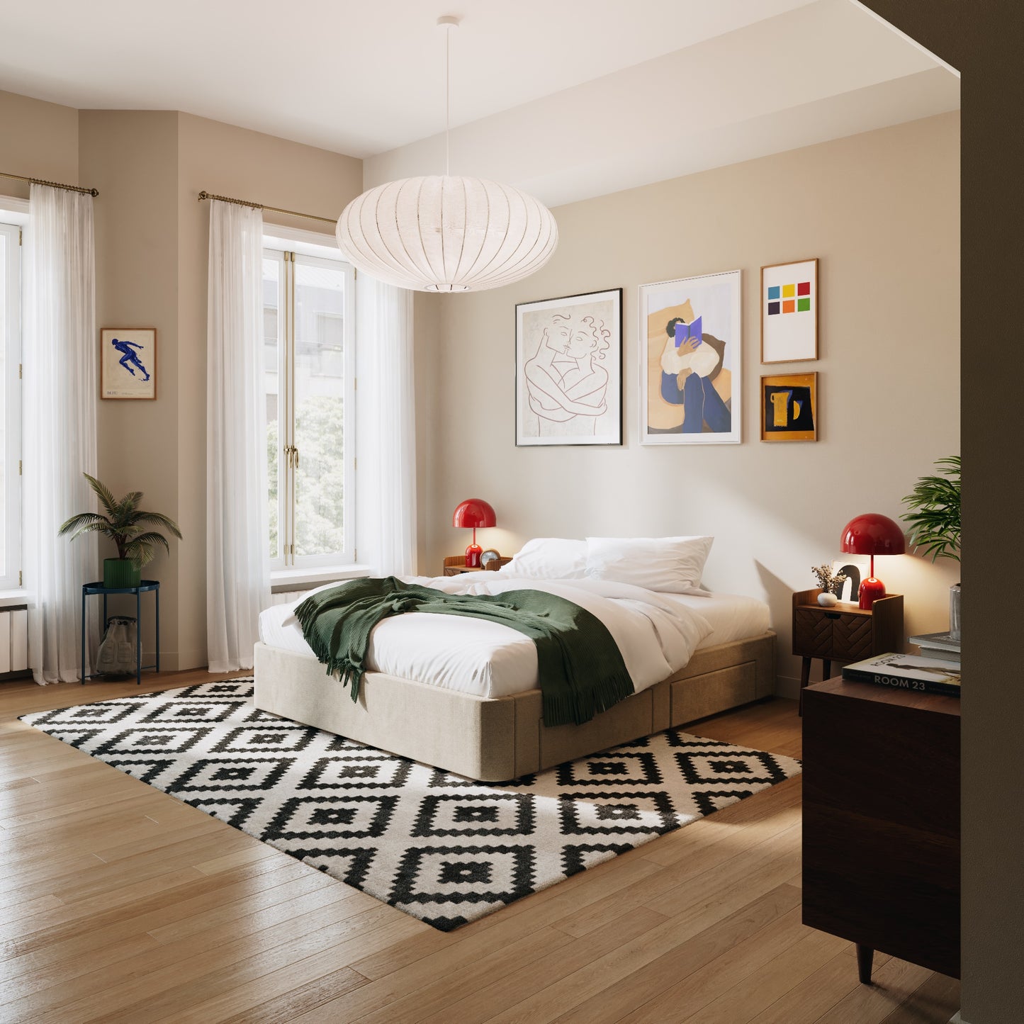 4 Schubladen an den Seiten