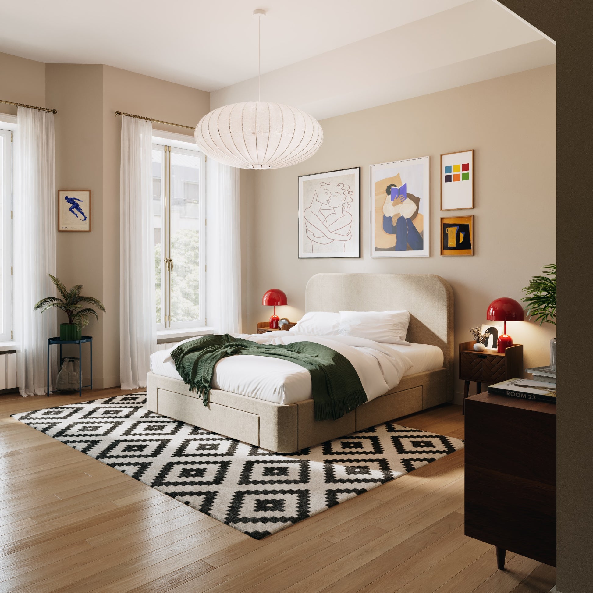 2 Schubladen an den Seiten + 1 große Schublade vorne