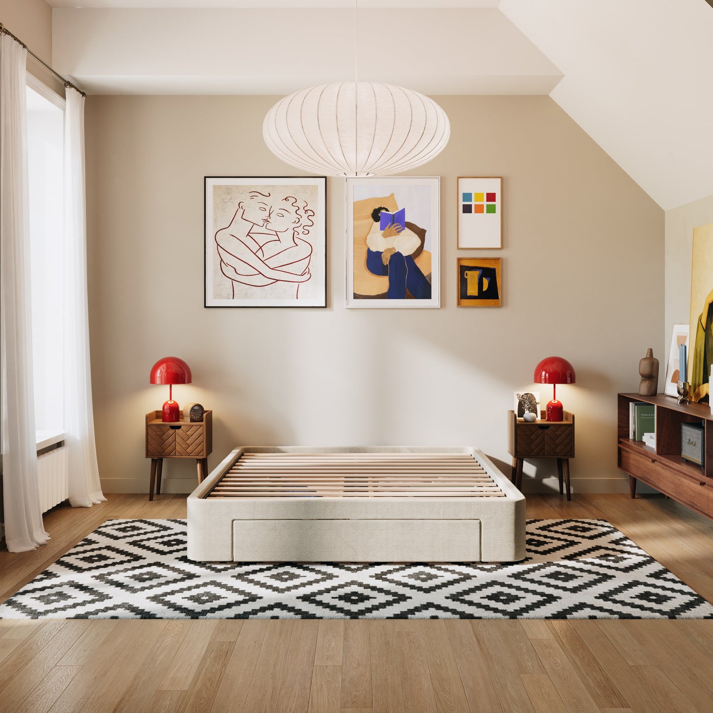 2 Schubladen an den Seiten + 1 große Schublade vorne