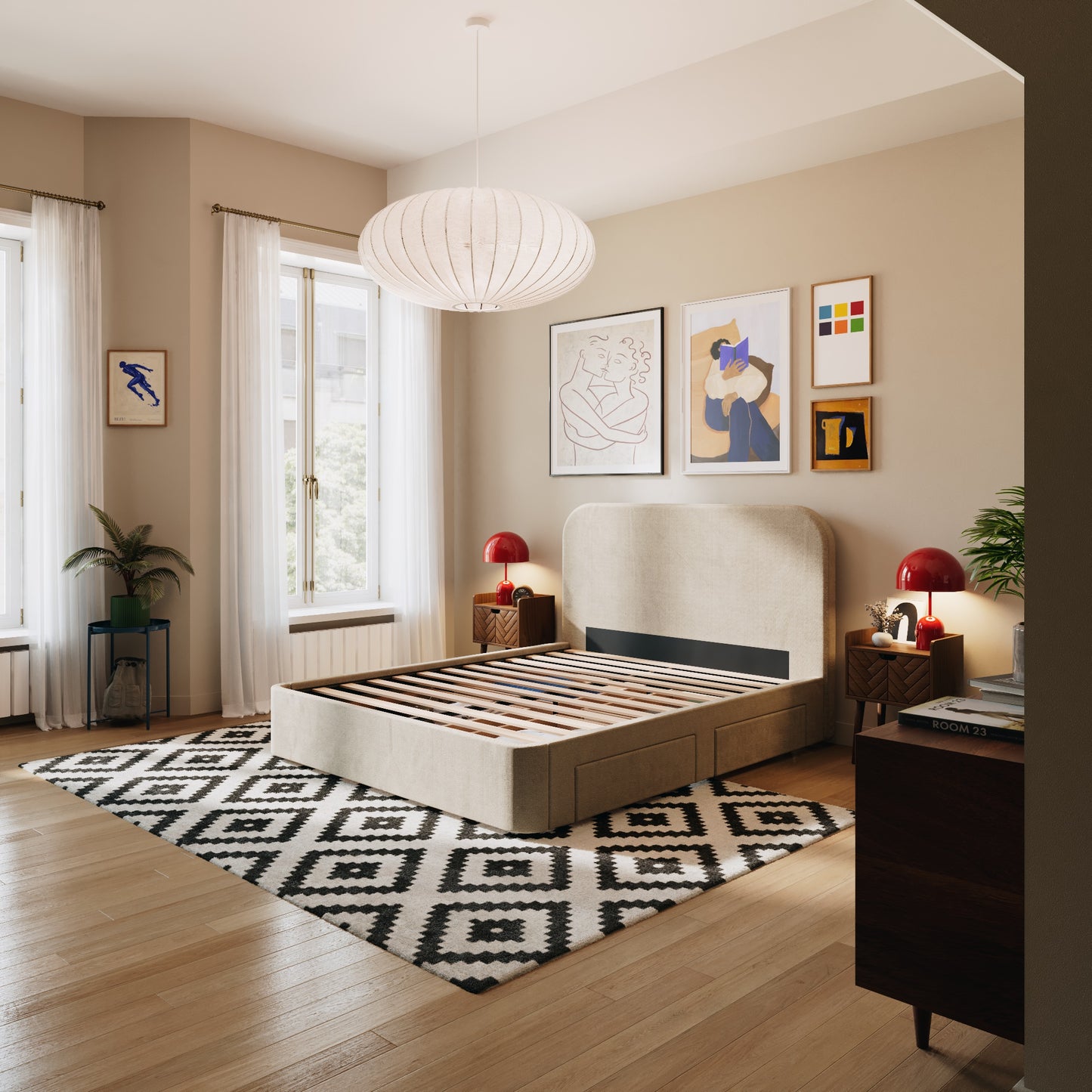 4 Schubladen an den Seiten