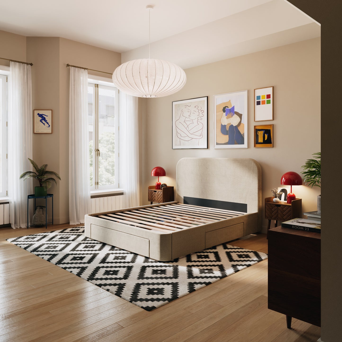 2 Schubladen an den Seiten + 1 große Schublade vorne