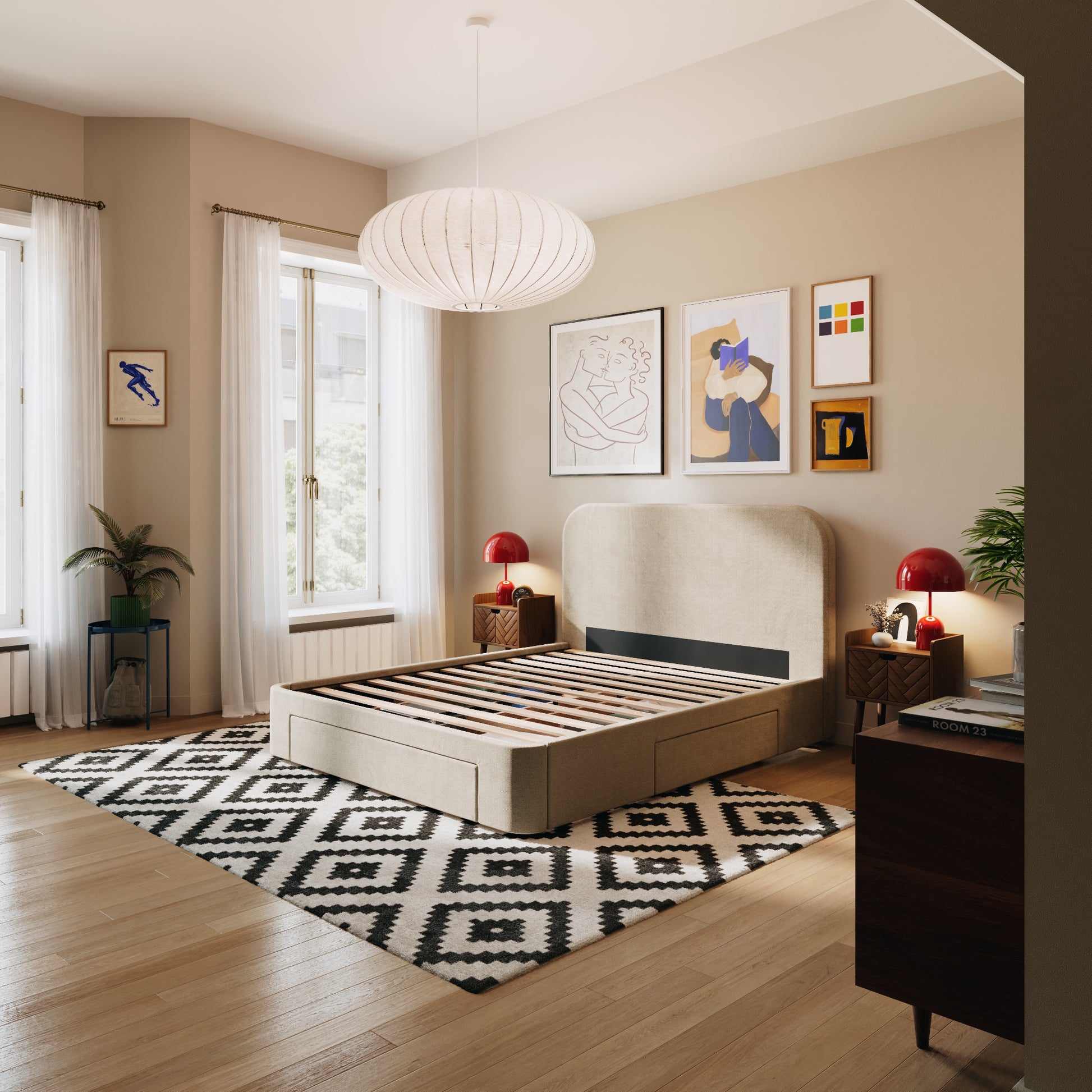 2 Schubladen an den Seiten + 1 große Schublade vorne